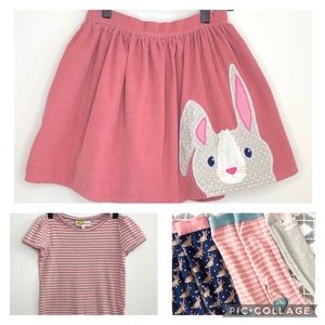 Lot Mini Boden Corduroy Appliqué Skirt Rabbit Bunny Size 9 10 Free Top & Socks